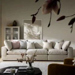 Lutyens Oatmeal Weave Fabric Modular Sofa, 3-Piece