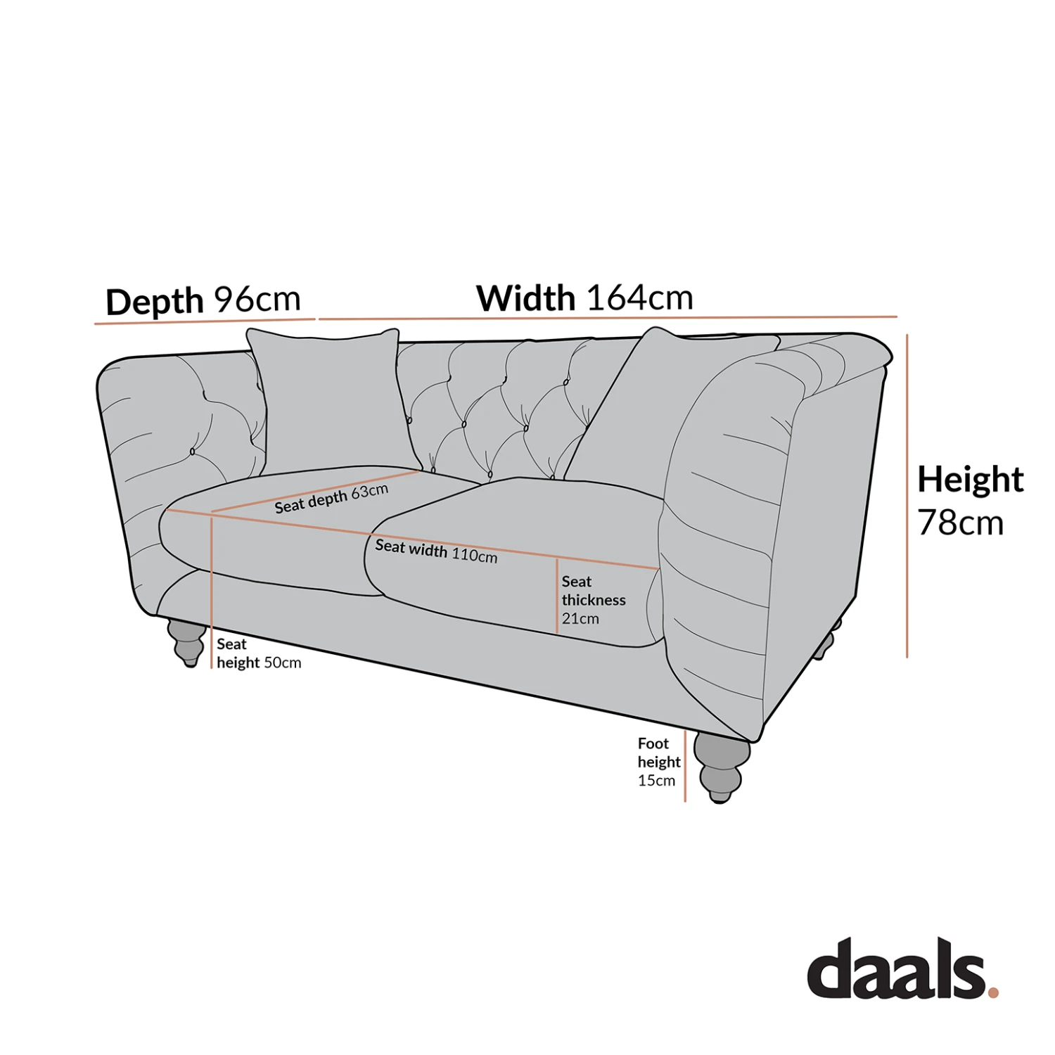 Ashby Chesterfield 2-Seater Sofa, Mist Grey Chenille - Image 9