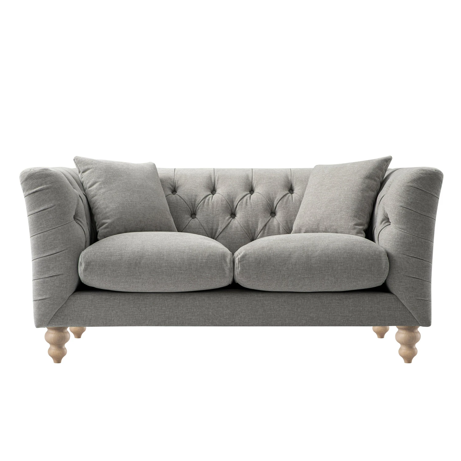 Ashby Chesterfield 2-Seater Sofa, Mist Grey Chenille - Image 7