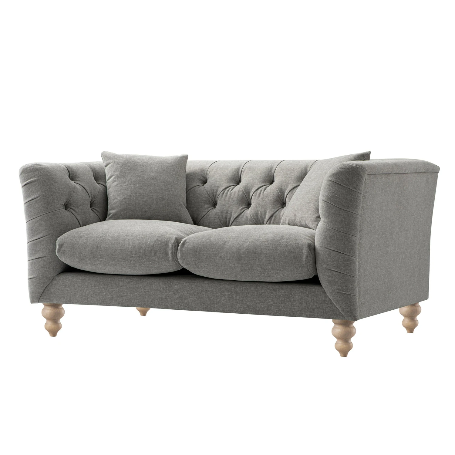 Ashby Chesterfield 2-Seater Sofa, Mist Grey Chenille - Image 8