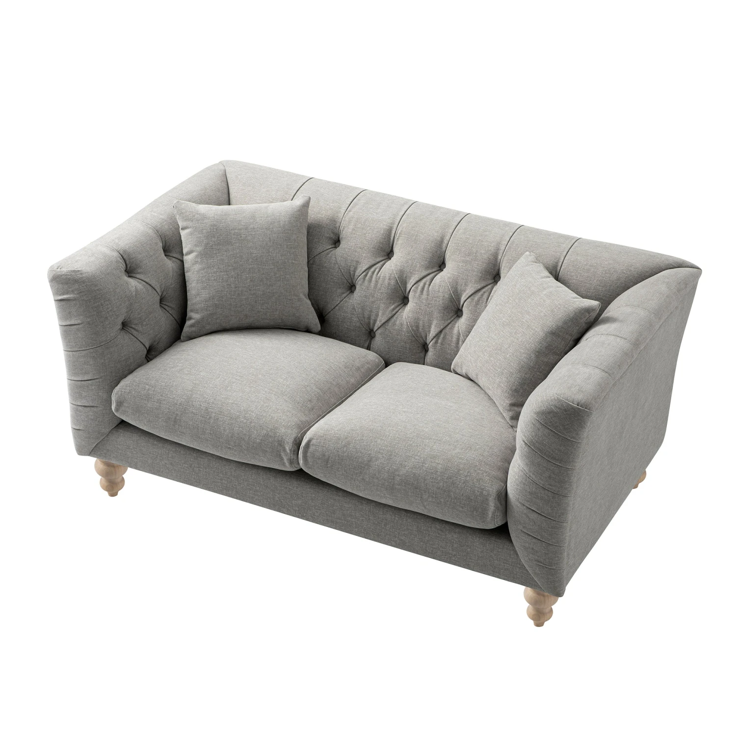 Ashby Chesterfield 2-Seater Sofa, Mist Grey Chenille - Image 11
