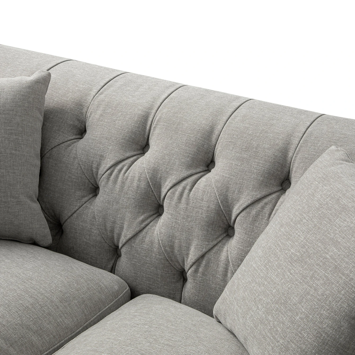 Ashby Chesterfield 2-Seater Sofa, Mist Grey Chenille - Image 16