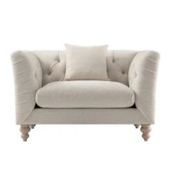 Ashby Chesterfield Loveseat, Oatmeal Chenille