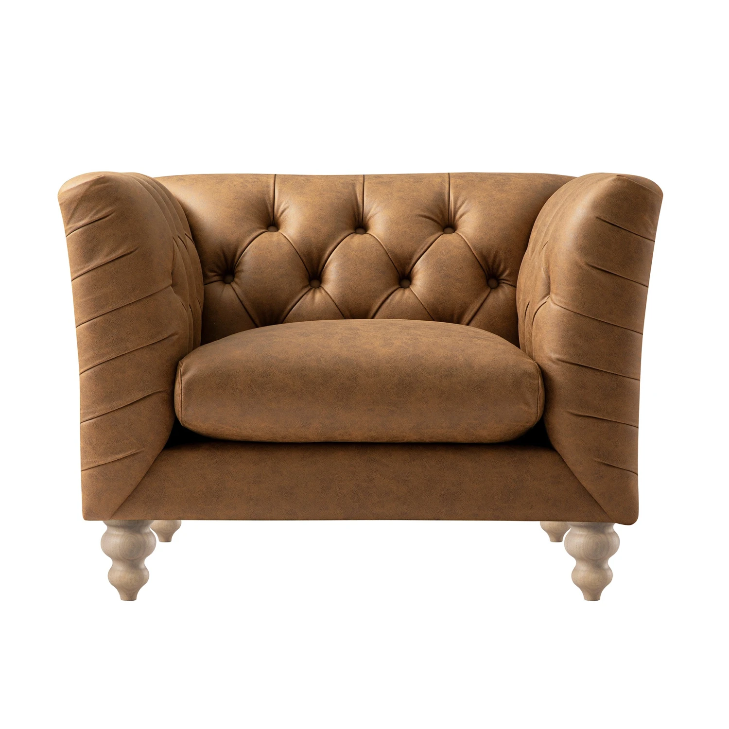 Ashby Chesterfield Armchair, Tan Faux Leather - Image 10