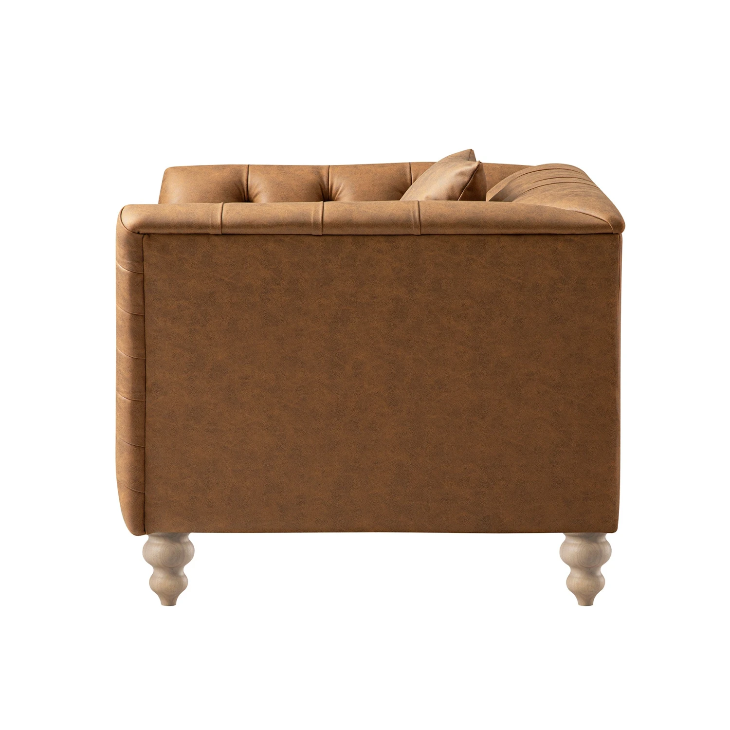 Ashby Chesterfield Armchair, Tan Faux Leather - Image 13