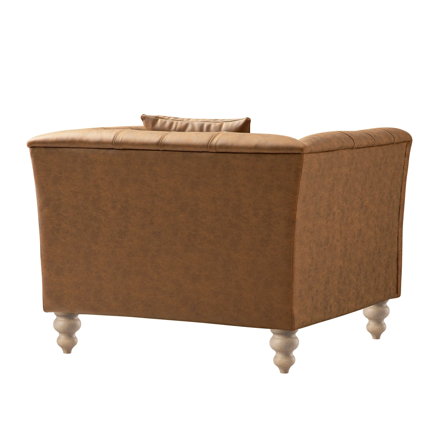 Ashby Chesterfield Armchair, Tan Faux Leather - Image 14