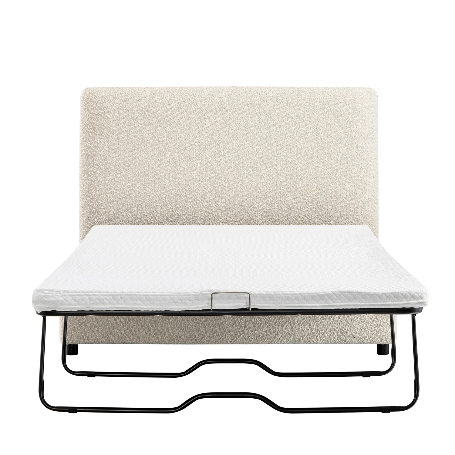 Magda Fold-Out Small Double Bed In An Ottoman, Beige Boucle - Image 8