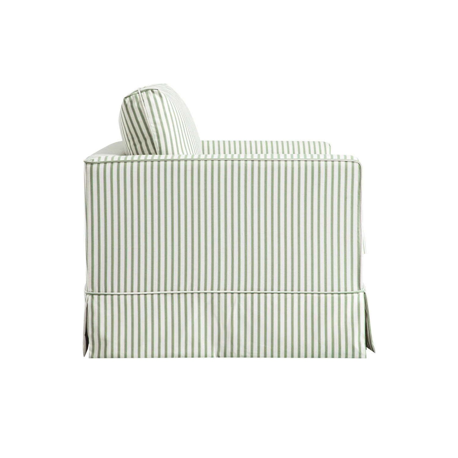 Fitz Skirted Loveseat, Sage Striped Linen Blend - Image 5