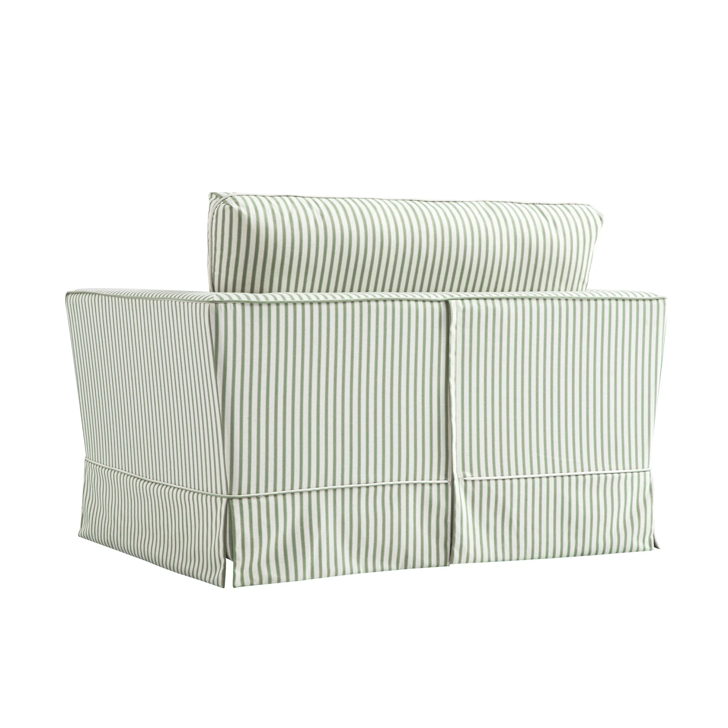 Fitz Skirted Loveseat, Sage Striped Linen Blend - Image 6