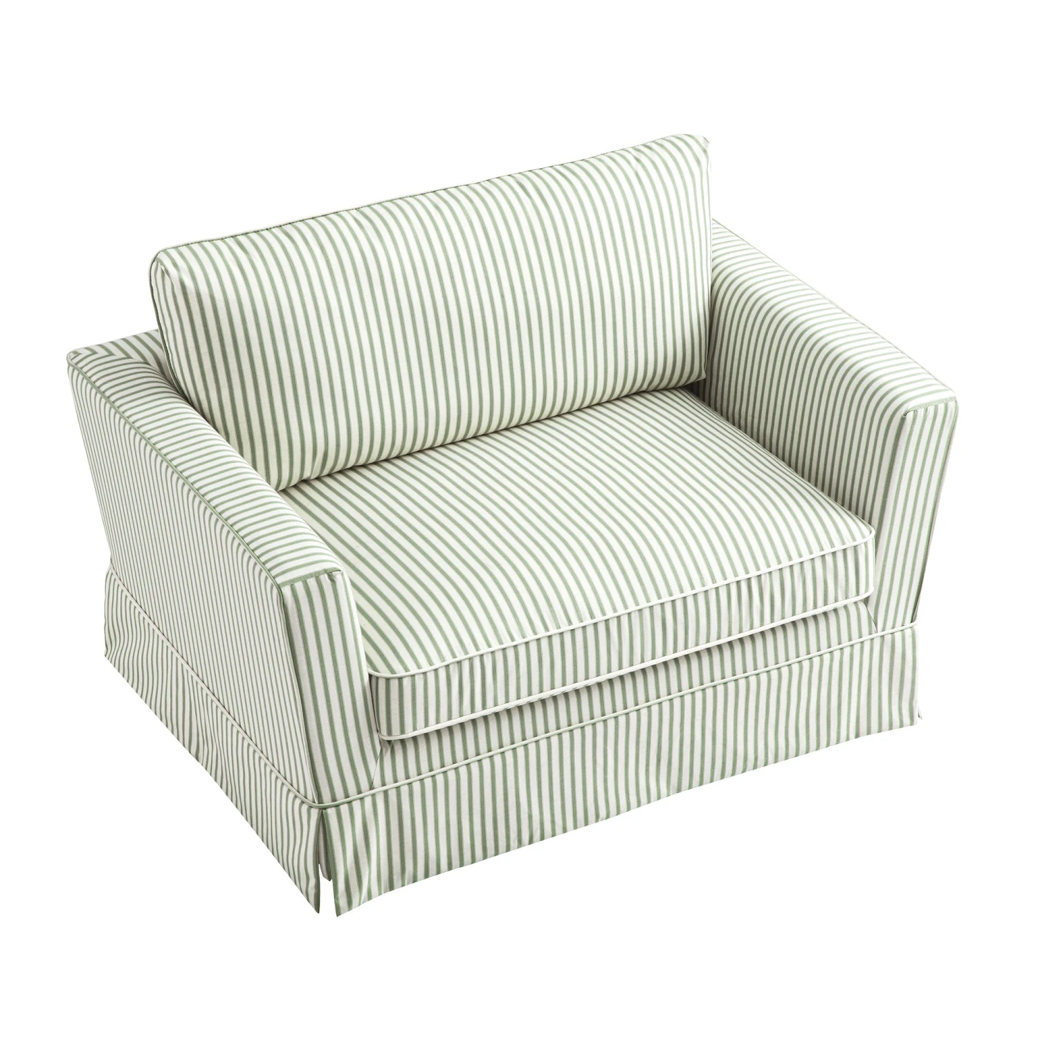 Fitz Skirted Loveseat, Sage Striped Linen Blend - Image 4