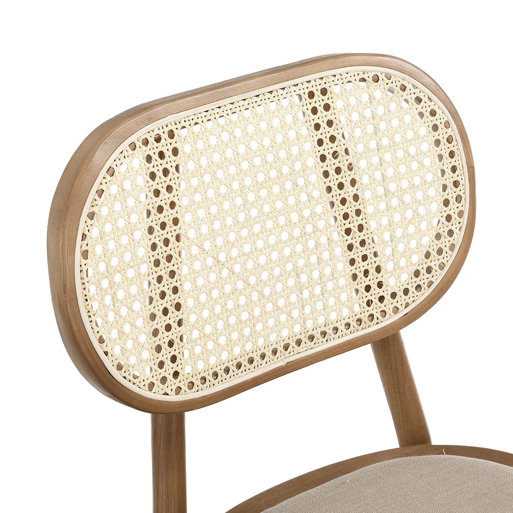 Anya Set Of 2 Cane Rattan And Upholstered Dining Chairs, Natural Colour - Image 8