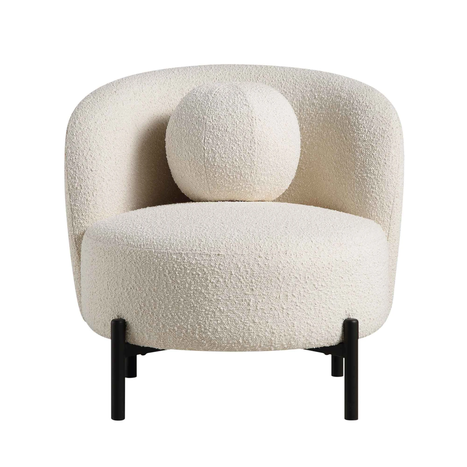 Amboise Armchair With Ball Cushion, Ecru Boucle - Image 8