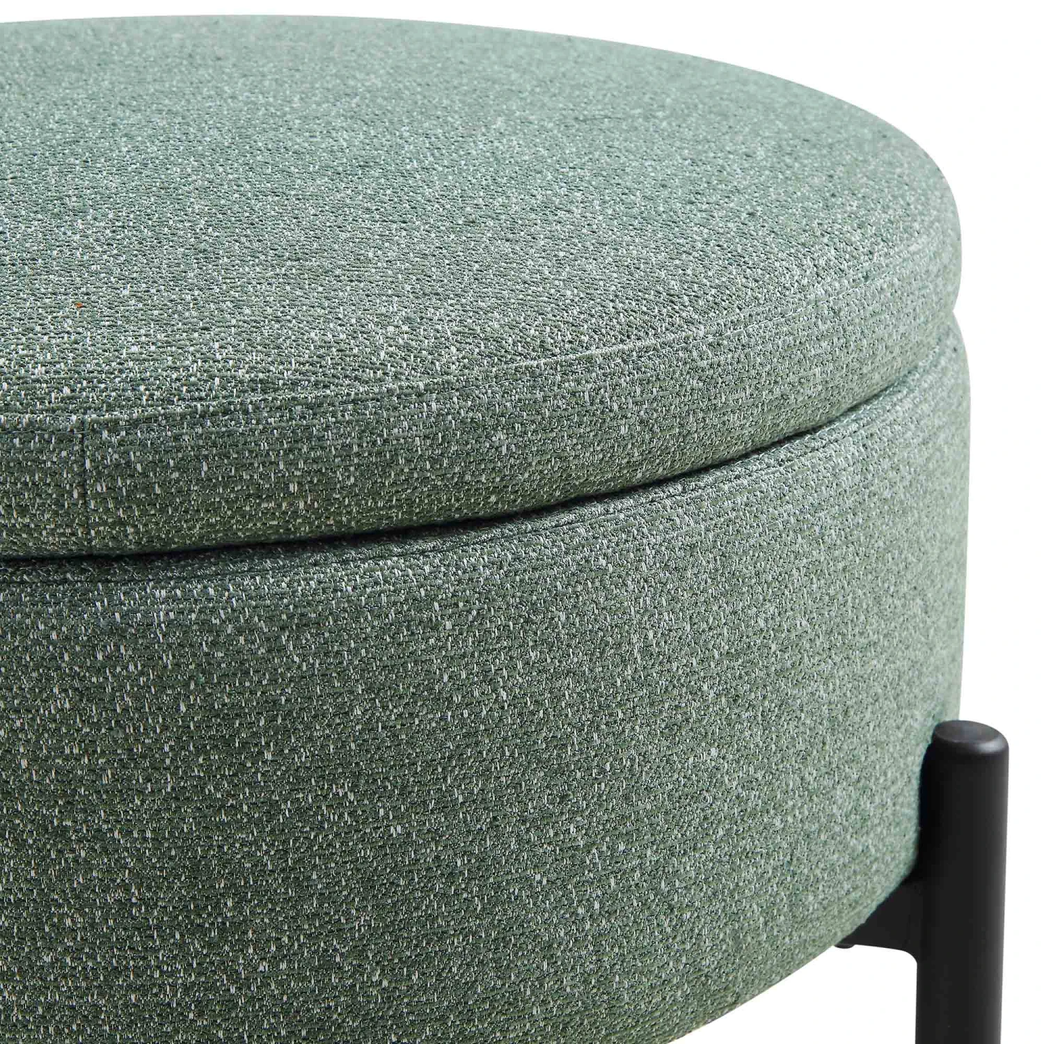 Amboise Round Storage Pouffe, Spruce Green Textured Fabric - Image 10