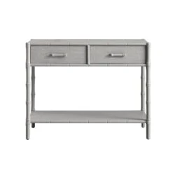 Elstowe Faux Bamboo 2-Drawer Console Table, Warm Grey