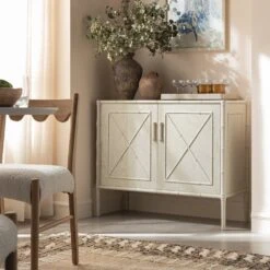 Elstowe Faux Bamboo Small Sideboard, Shaded White